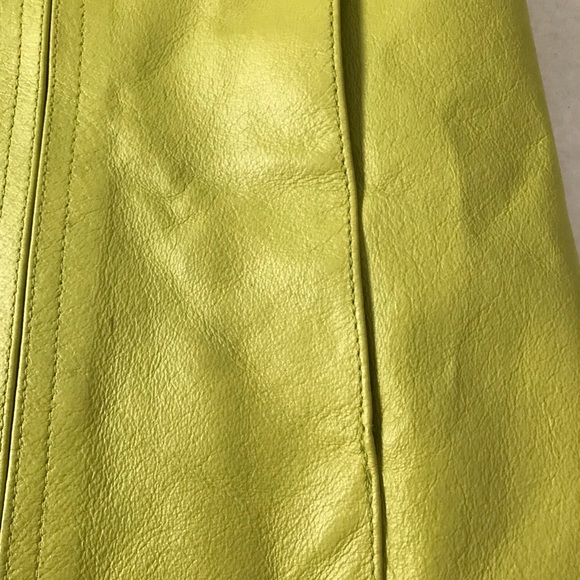 Leather Jacket Lime Green Zip front with Two Pockets Petite Small Worthington - Picture 9 of 14